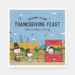 Peanuts   Charlie Brown Thanksgiving   Add Name Napkins