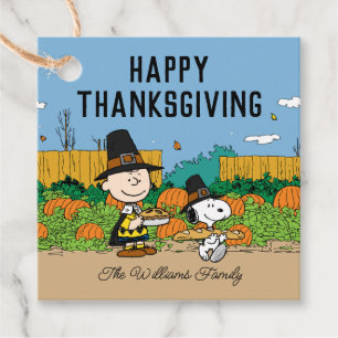 Peanuts   Charlie Brown Thanksgiving Add Your Name Favor Tags