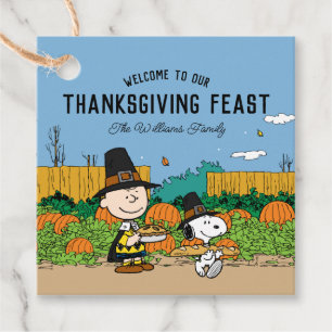 Peanuts   Charlie Brown Thanksgiving Add Your Name Favor Tags