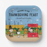 Peanuts | Snoopy & Woodstock Pilgrim Paper Plates | Zazzle