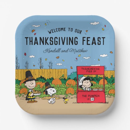 Peanuts  Charlie Brown Thanksgiving Add Your Name Paper Plates