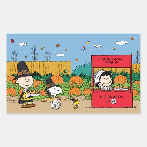 Peanuts  Charlie Brown Thanksgiving Rectangular Sticker