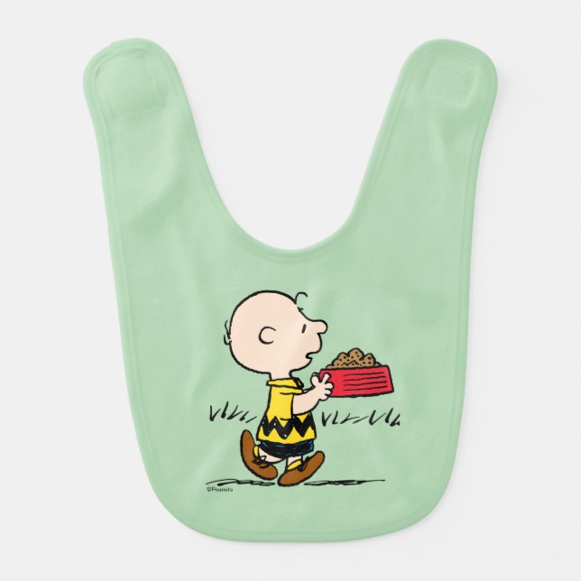 Peanuts | Charlie Brown with Snoopy's Dish Baby Bib (Front)