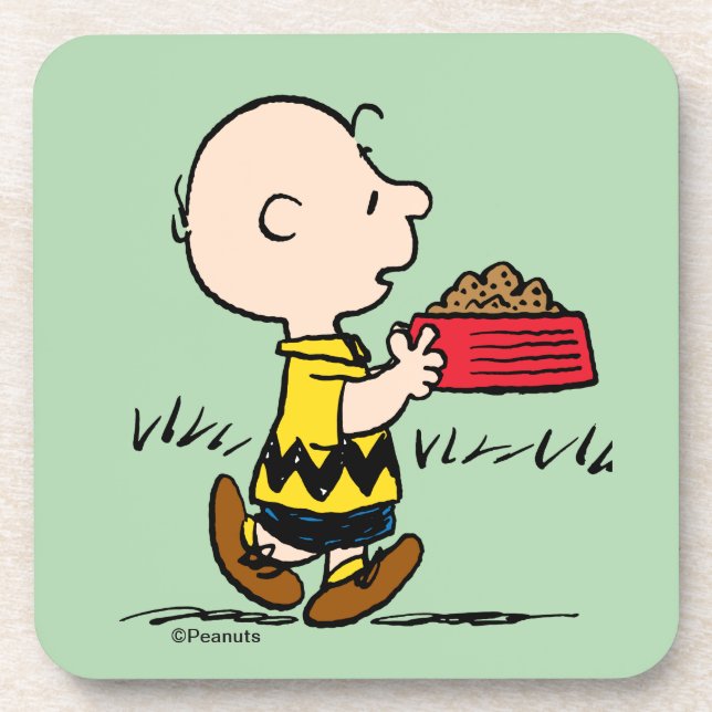 Peanuts | Charlie Brown with Snoopy's Dish Beverage Coaster (Front)
