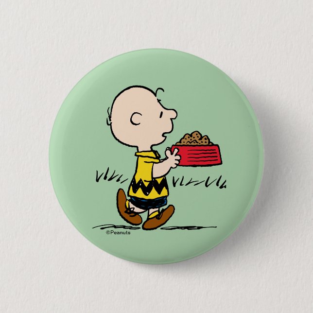 Peanuts | Charlie Brown with Snoopy's Dish Button (Front)