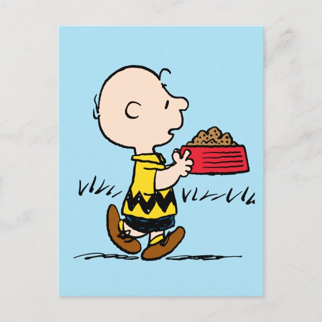 Peanuts | Charlie Brown with Snoopy's Dish Postcard (Front)