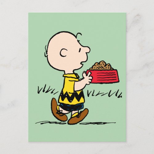 Peanuts  Charlie Brown with Snoopys Dish Postcard