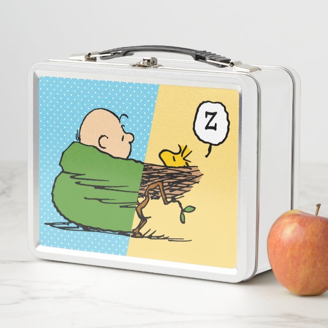 Peanuts | Charlie Brown & Woodstock Half & Half Metal Lunch Box (In Situ)