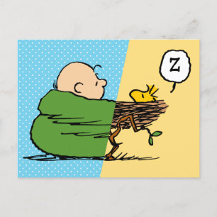 Peanuts Charlie Brown & Woodstock Half & Half Postcard
