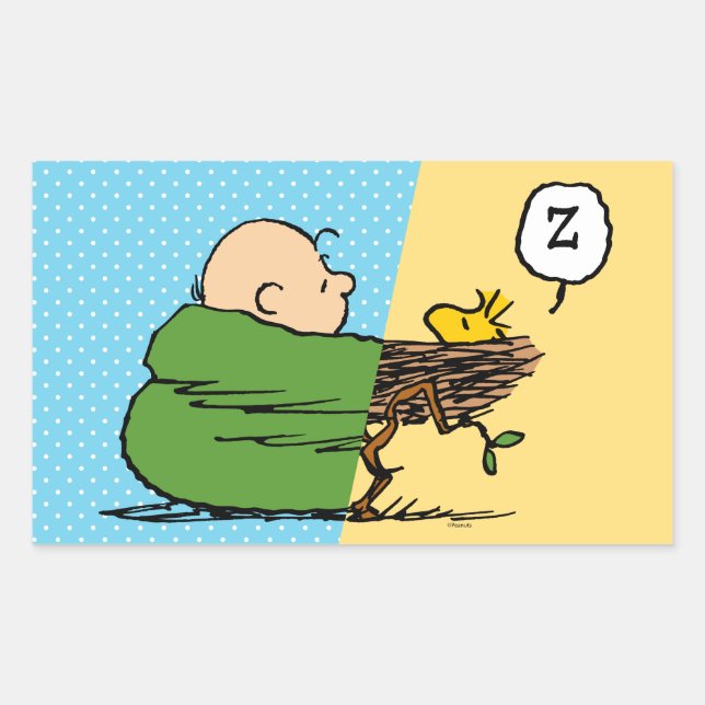 Peanuts | Charlie Brown & Woodstock Half & Half Rectangular Sticker (Front)