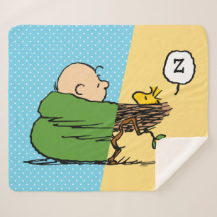 Peanuts   Charlie Brown & Woodstock Half & Half Sherpa Blanket