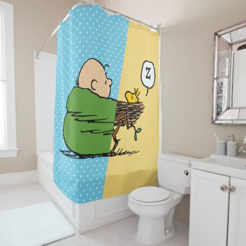 Peanuts  Charlie Brown  Woodstock Half  Half Shower Curtain