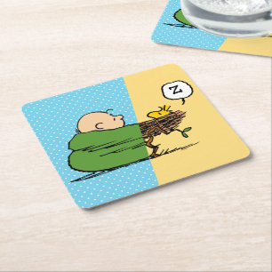 Peanuts Charlie Brown & Woodstock Half & Half Square Paper Coaster