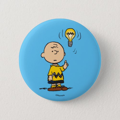 Peanuts  Charlie Browns Light Bulb Idea Button