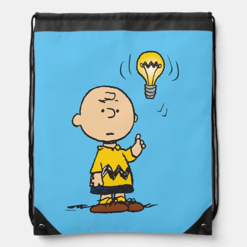 Peanuts  Charlie Browns Light Bulb Idea Drawstring Bag