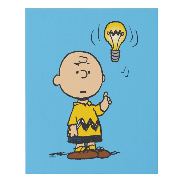 Peanuts | Charlie Brown's Light Bulb Idea Faux Canvas Print (Front)