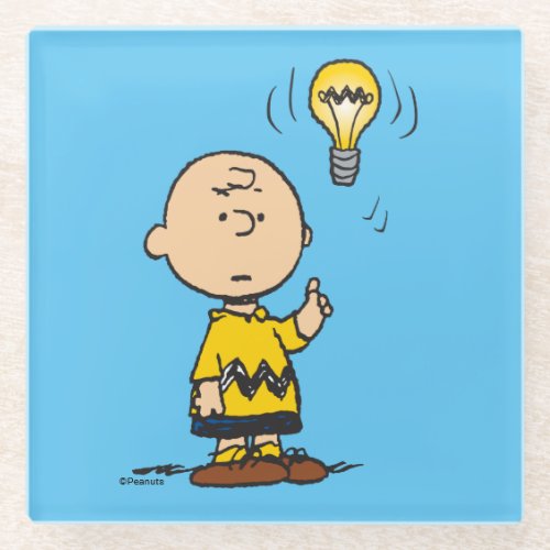 Peanuts  Charlie Browns Light Bulb Idea Glass Coaster
