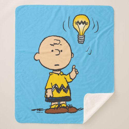 Peanuts  Charlie Browns Light Bulb Idea Sherpa Blanket