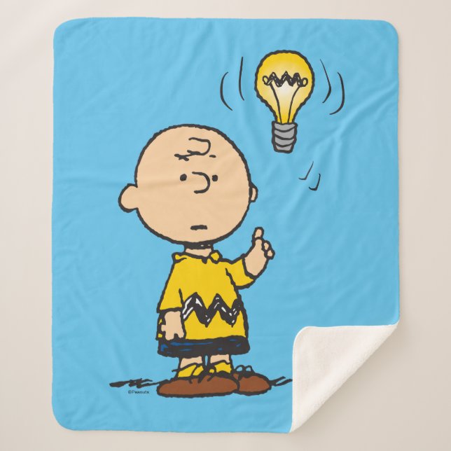 Peanuts | Charlie Brown's Light Bulb Idea Sherpa Blanket (Front)