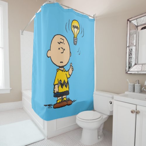 Peanuts  Charlie Browns Light Bulb Idea Shower Curtain