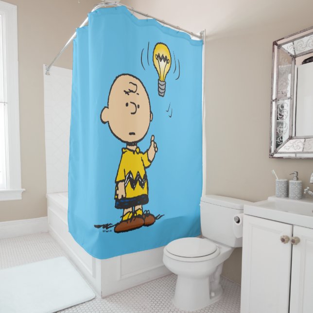 Peanuts | Charlie Brown's Light Bulb Idea Shower Curtain (In Situ)