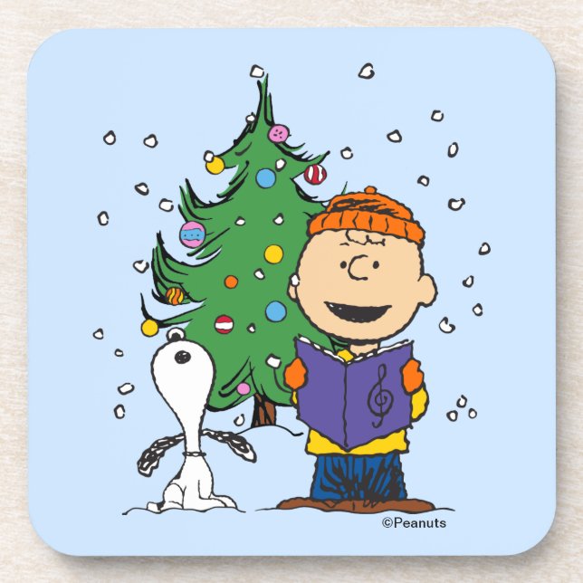 Peanuts | Christmas Caroling Beverage Coaster (Front)