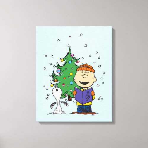 Peanuts  Christmas Caroling Canvas Print