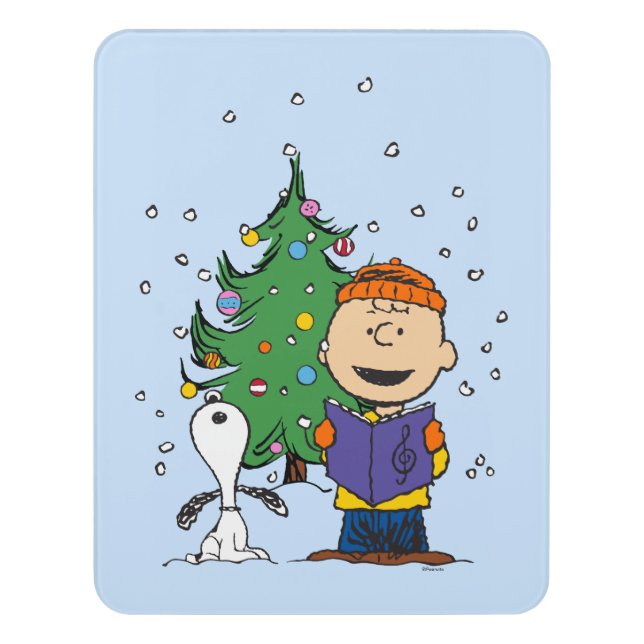 Peanuts | Christmas Caroling Door Sign (Contemporary Vert)
