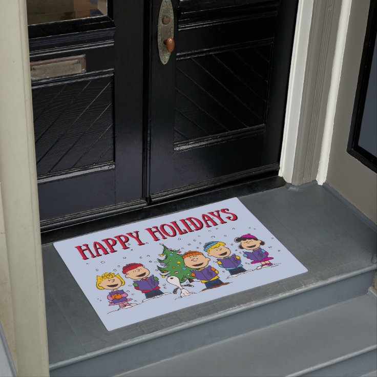 Peanuts Christmas Caroling Doormat Zazzle