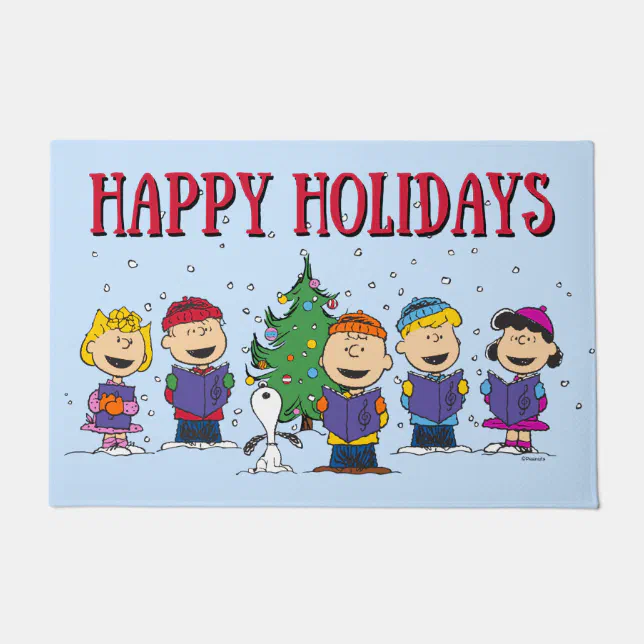 Peanuts Christmas Caroling Doormat Zazzle