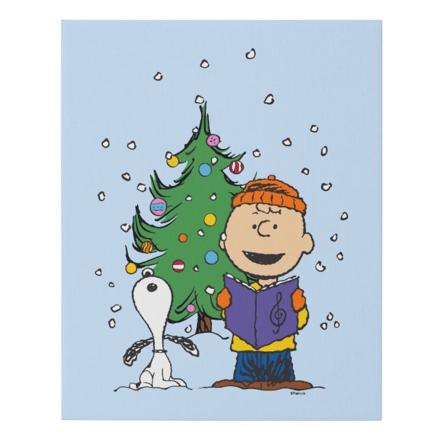 Peanuts | Christmas Caroling Faux Canvas Print (Front)