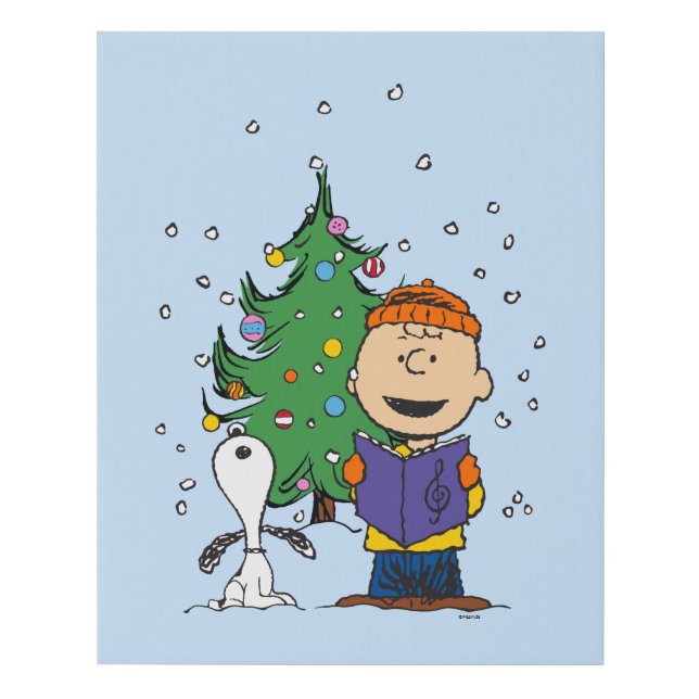 Peanuts | Christmas Caroling Faux Canvas Print (Front)