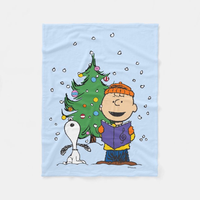 Peanuts | Christmas Caroling Fleece Blanket (Front)