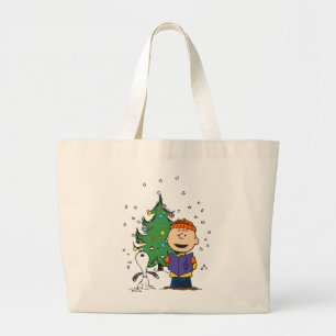 Peanuts Christmas Caroling Large Tote Bag