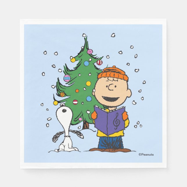 Peanuts | Christmas Caroling Napkins (Front)