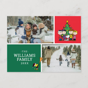 Peanuts Christmas Family Photo Collage Holiday Postcard