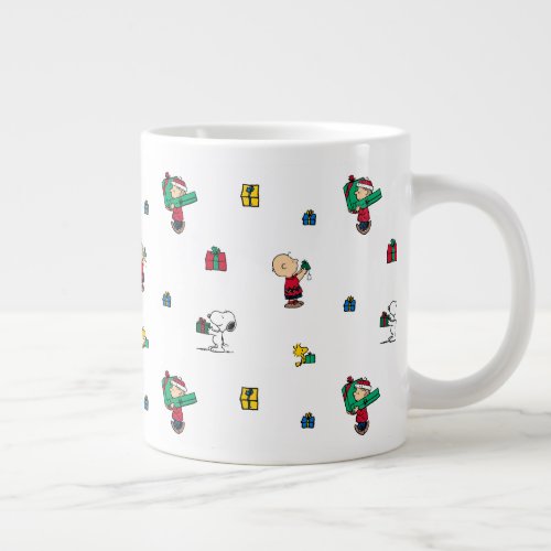Peanuts  Christmas Gift Giving Pattern Giant Coffee Mug