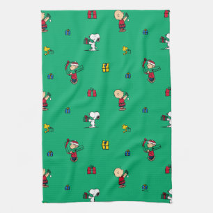 Peanuts Christmas Gift Giving Pattern Kitchen Towel