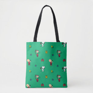 Peanuts Christmas Gift Giving Pattern Tote Bag