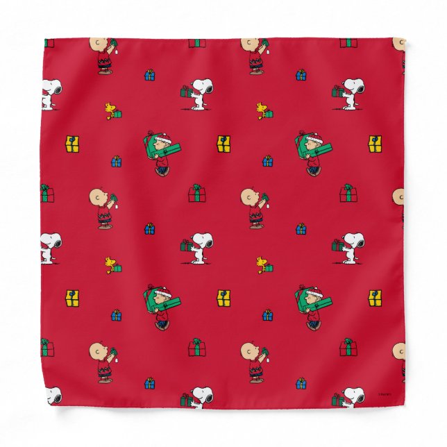 Peanuts | Christmas Gift Giving Red Bandana (Front)