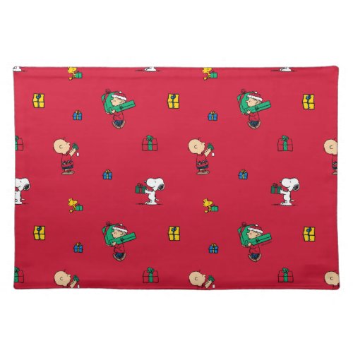 Peanuts  Christmas Gift Giving Red Cloth Placemat
