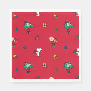 Peanuts Christmas Gift Giving Red Napkins