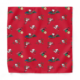 Peanuts Christmas Gift Wrapping Pattern Bandana
