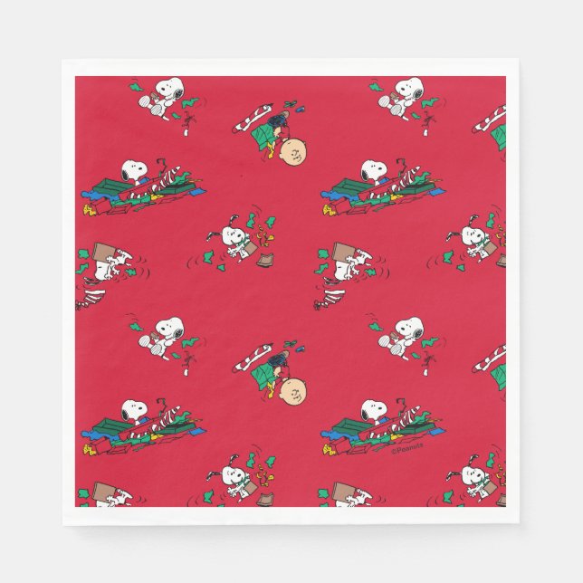 Peanuts | Christmas Gift Wrapping Pattern Napkins (Front)