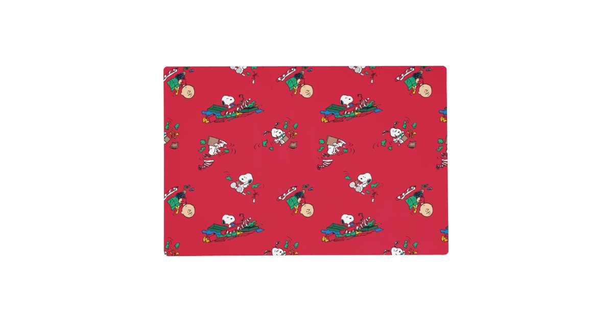 Peanuts Christmas Gift Wrapping Pattern Placemat Zazzle