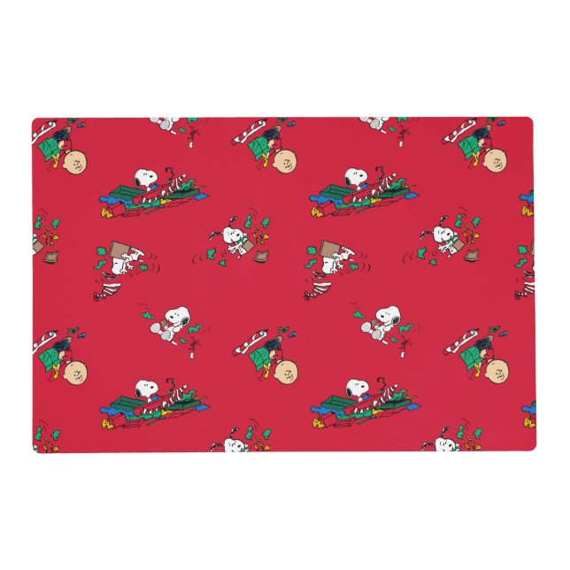 Peanuts | Christmas Gift Wrapping Pattern Placemat (Front)