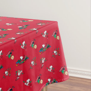 Peanuts Christmas Gift Wrapping Pattern Tablecloth