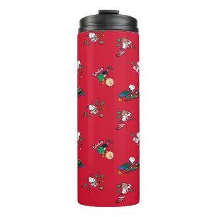 Peanuts   Christmas Gift Wrapping Pattern Thermal Tumbler
