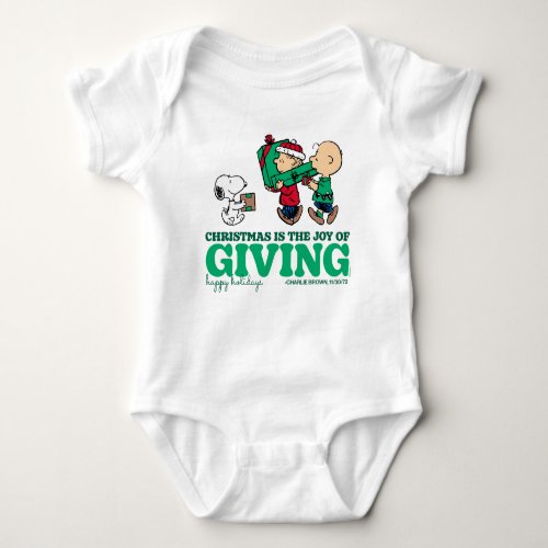 Peanuts  Christmas is the Joy of Giving Baby Bodysuit