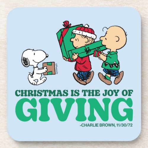 Peanuts  Christmas is the Joy of Giving Beverage Coaster